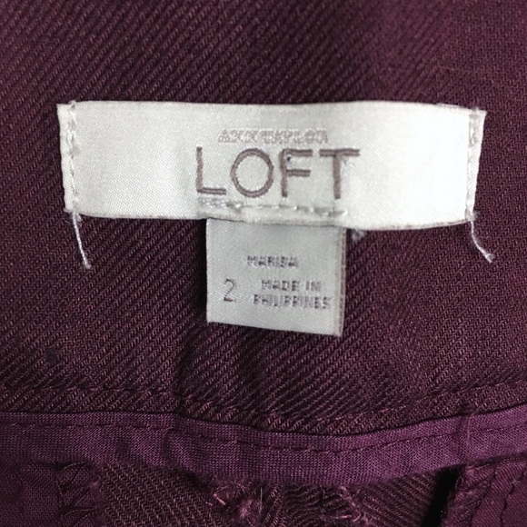 LOFT Linen Pants Marisa Ankle Trousers Burgundy Minimalist Dark Academia Size 2 - Picture 6 of 10